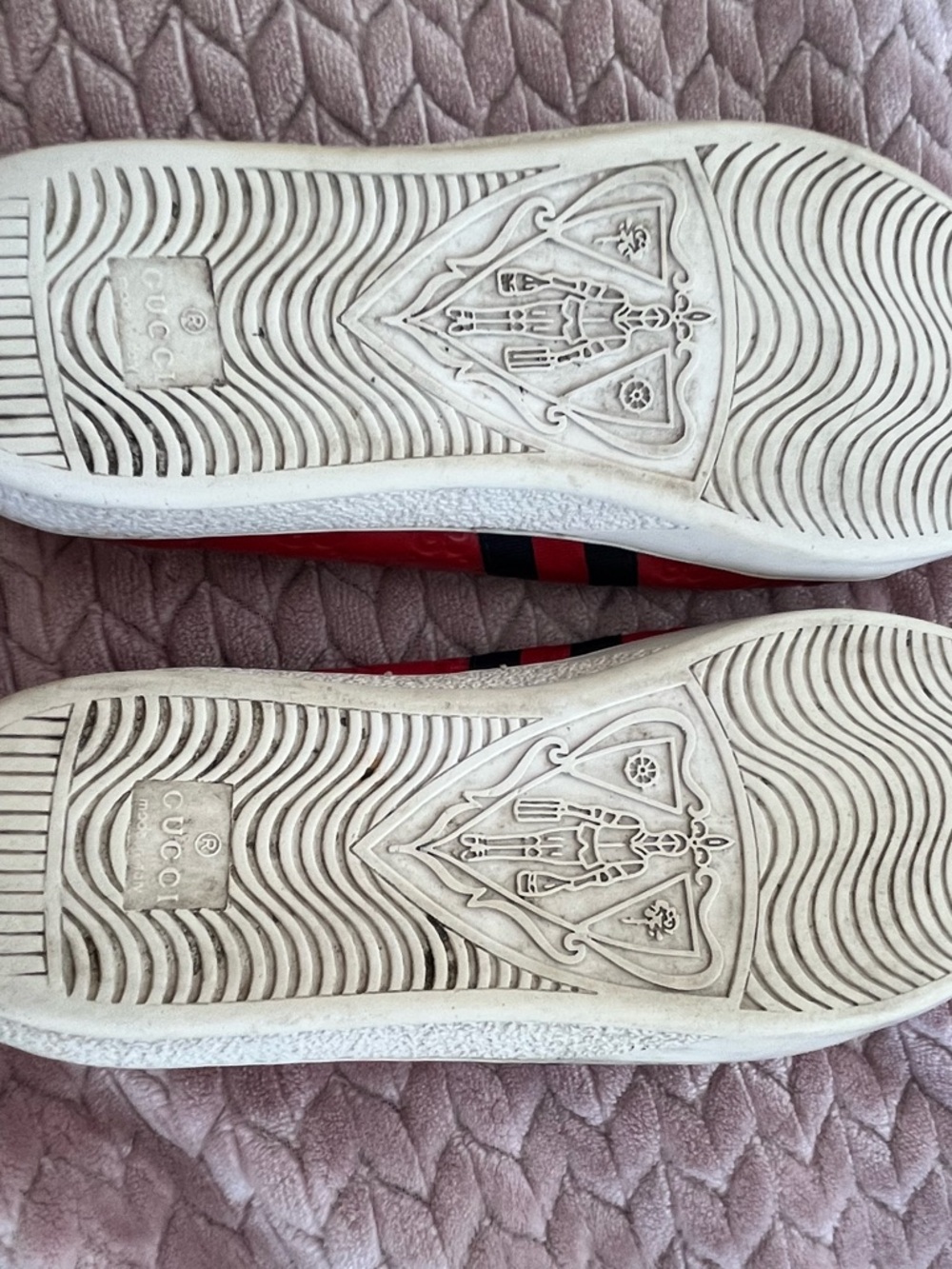 Gucci Ace Web GG Monogram Low Top Sneakers Red Leather US 11 EU 44 Pre Owned - Picture 10 of 10